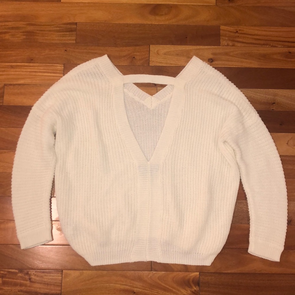 Deep Back Cream Sweater - Picture 2 of 2